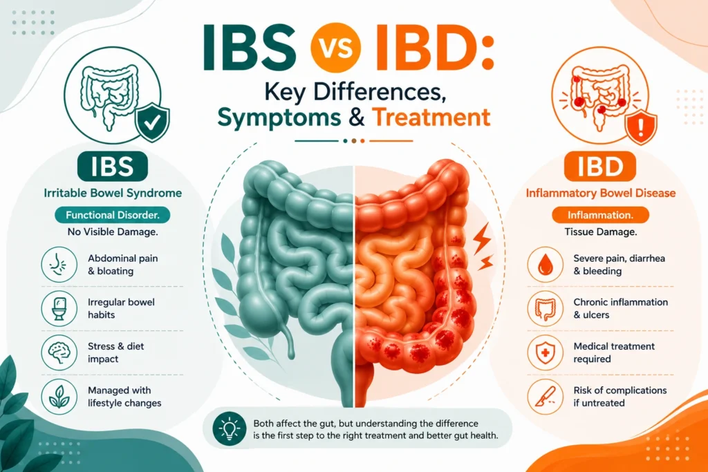 Infographic comparing IBS and IBD