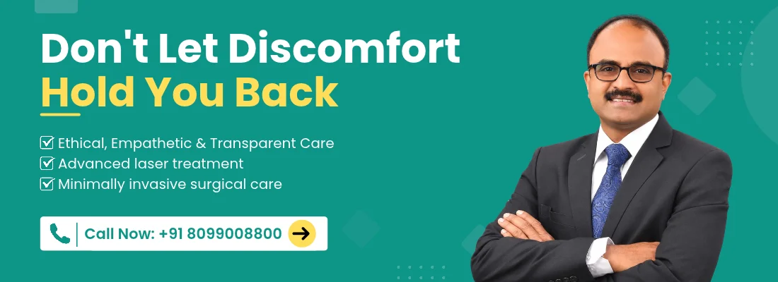 Dr. Parameshwara C M, Chief Colorectal Surgeon at Smiles Institute of Gastroenterology, Bengaluru, providing laser treatment for piles, fistula, fissure, perianal abscess, pilonidal sinus, constipation and other digestive diseases